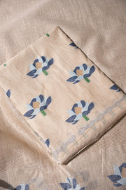 Simply Floral Beige & Navy Cotton Unstitched Suit Set